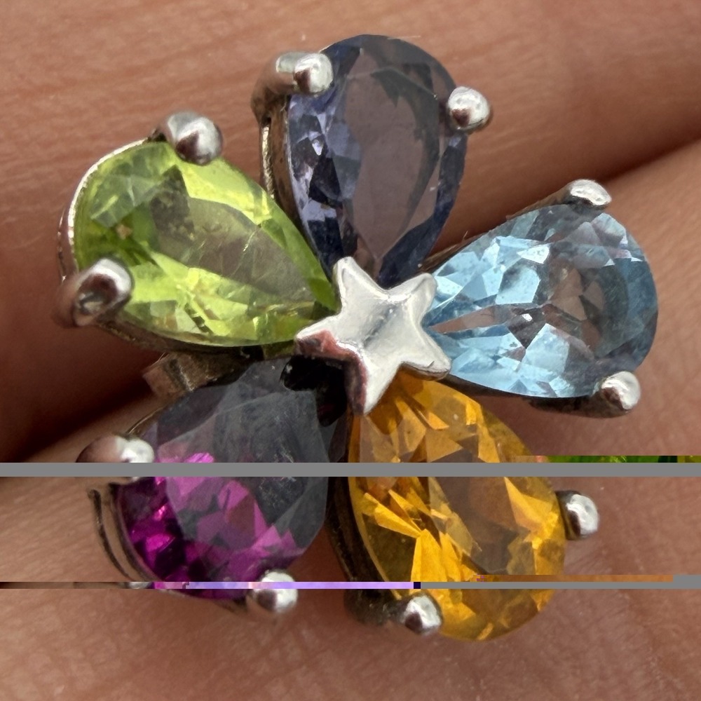 Vtg Sterling Silver Multi Color Gemstone Earrings Designer Kellie Ann Shop NBC - Picture 5 of 11